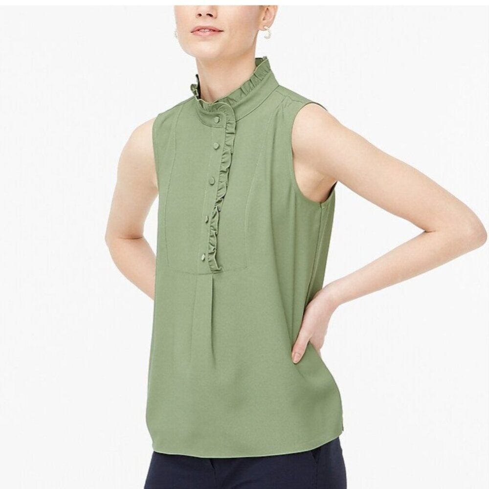 J.Crew Factory Ruffle-Trim Crepe Top‎ - Size 2 - NWT